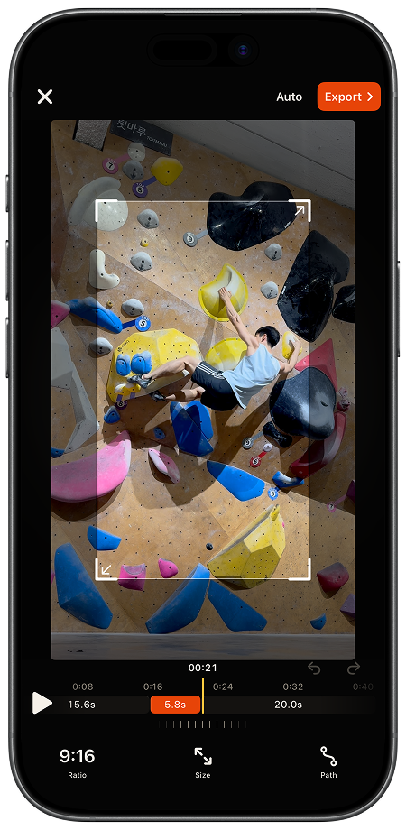 CruxCut editing a climbing video on iPhone